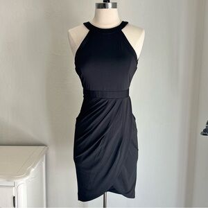 Bar III Black Fitted Draped Front Halter Mini Dress, Size XS